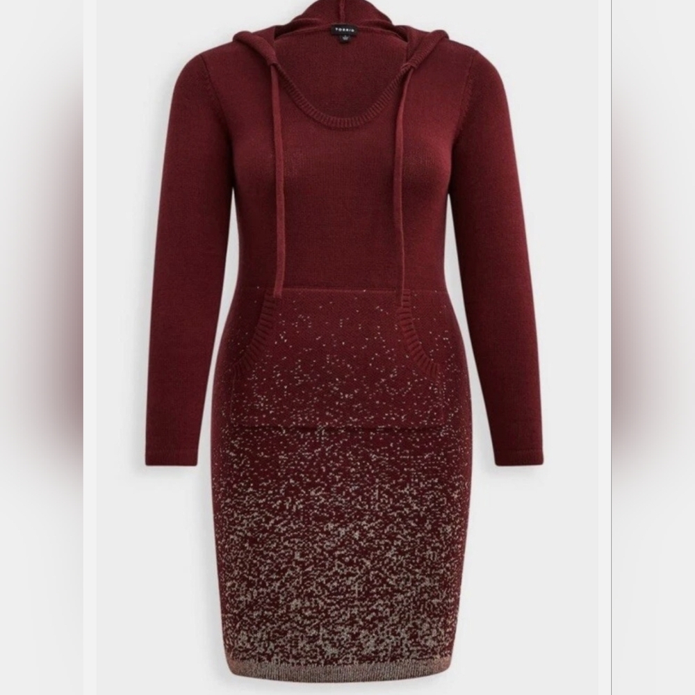 Torrid Burgundy Long Sleeve Hoodie Dress